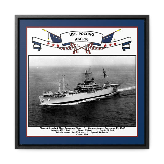 USS Pocono AGC-16 Navy Floating Frame Photo Front View