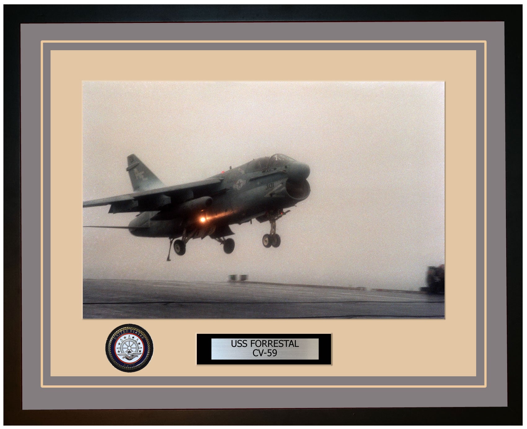 USS FORRESTAL CV-59 Framed Navy Ship Photo Grey