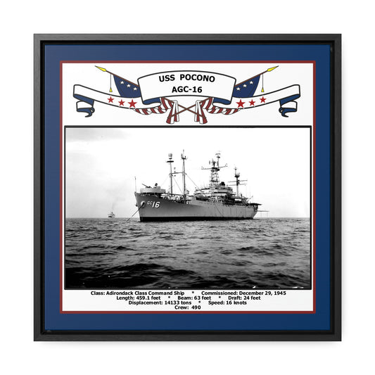 USS Pocono AGC-16 Navy Floating Frame Photo Front View