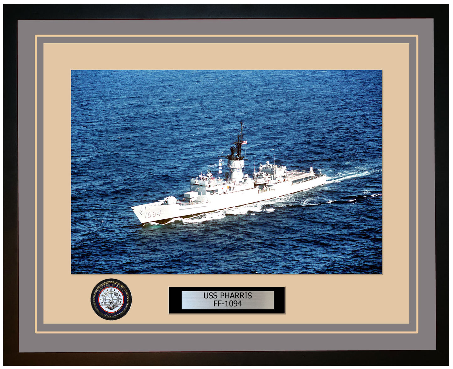 USS PHARRIS FF-1094 Framed Navy Ship Photo Grey