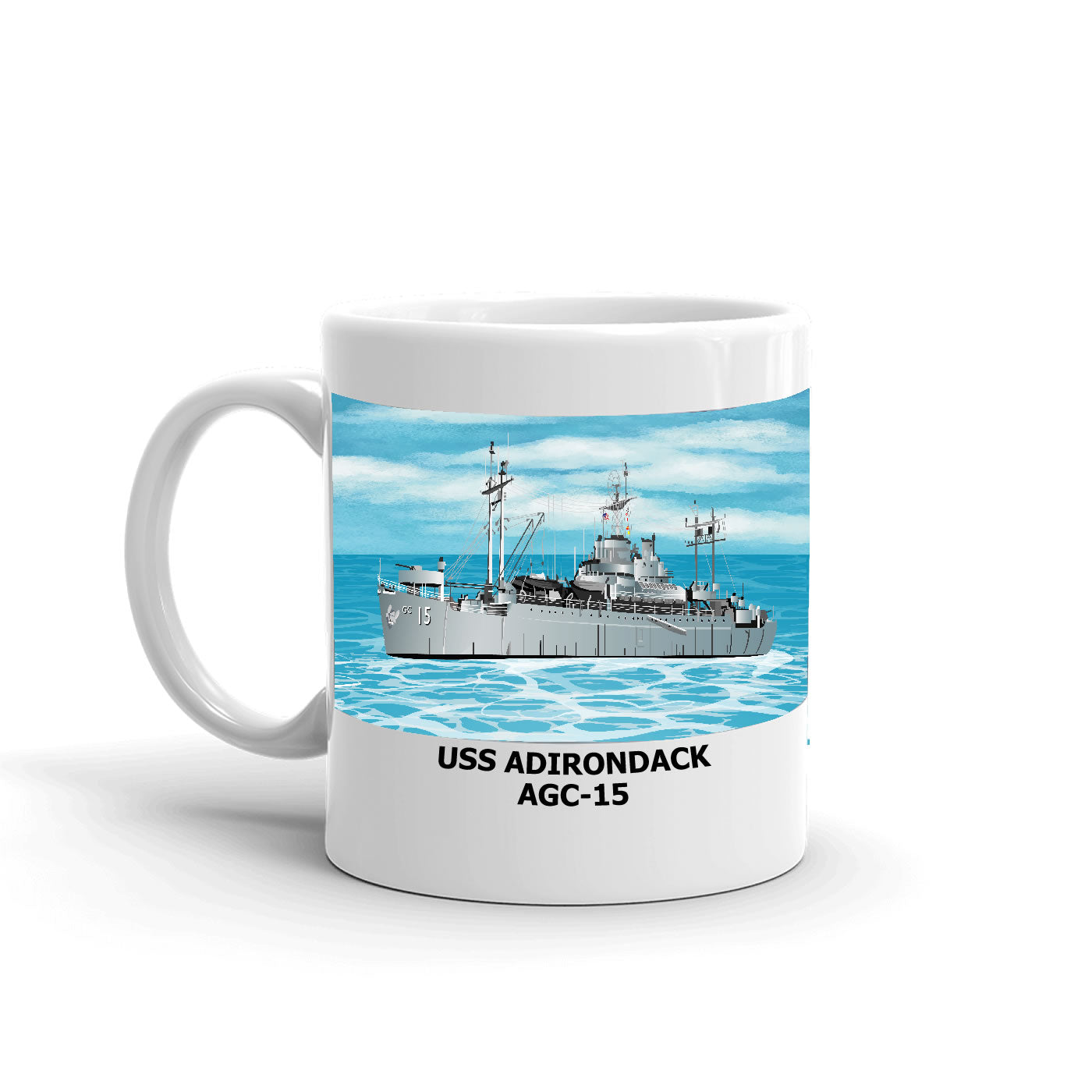 USS Adirondack AGC-15 Coffee Cup Mug Left Handle