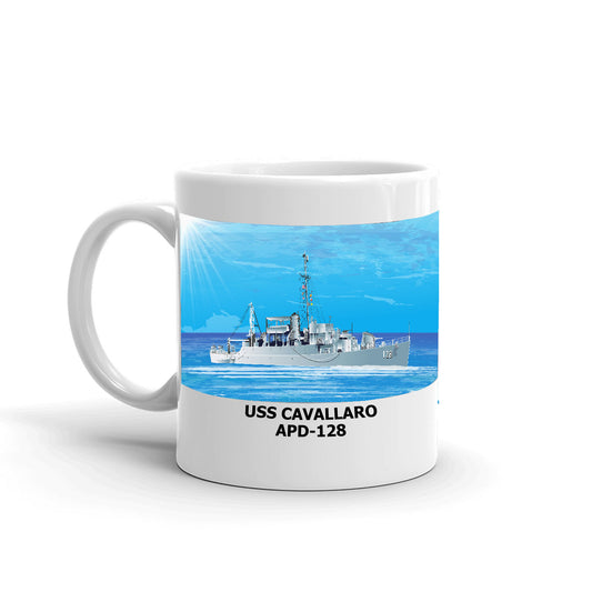 USS Cavallaro APD-128 Coffee Cup Mug Left Handle