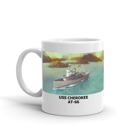 USS Cherokee AT-66 Coffee Cup Mug Left Handle