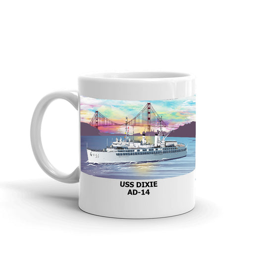 USS Dixie AD-14 Coffee Cup Mug Left Handle