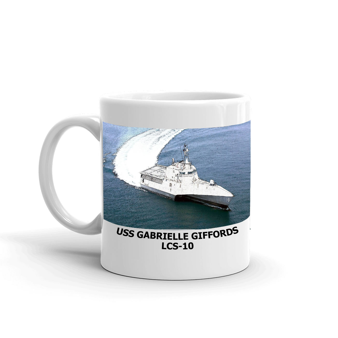 USS Gabrielle Giffords LCS-10 Coffee Cup Mug Left Handle