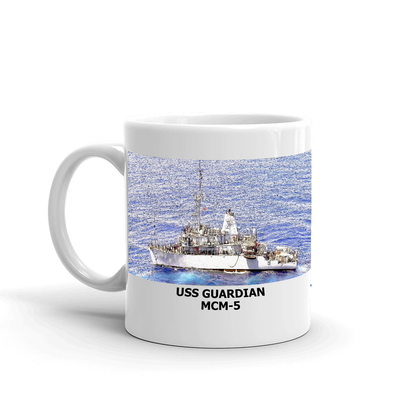 USS Guardian MCM-5 Coffee Cup Mug Left Handle