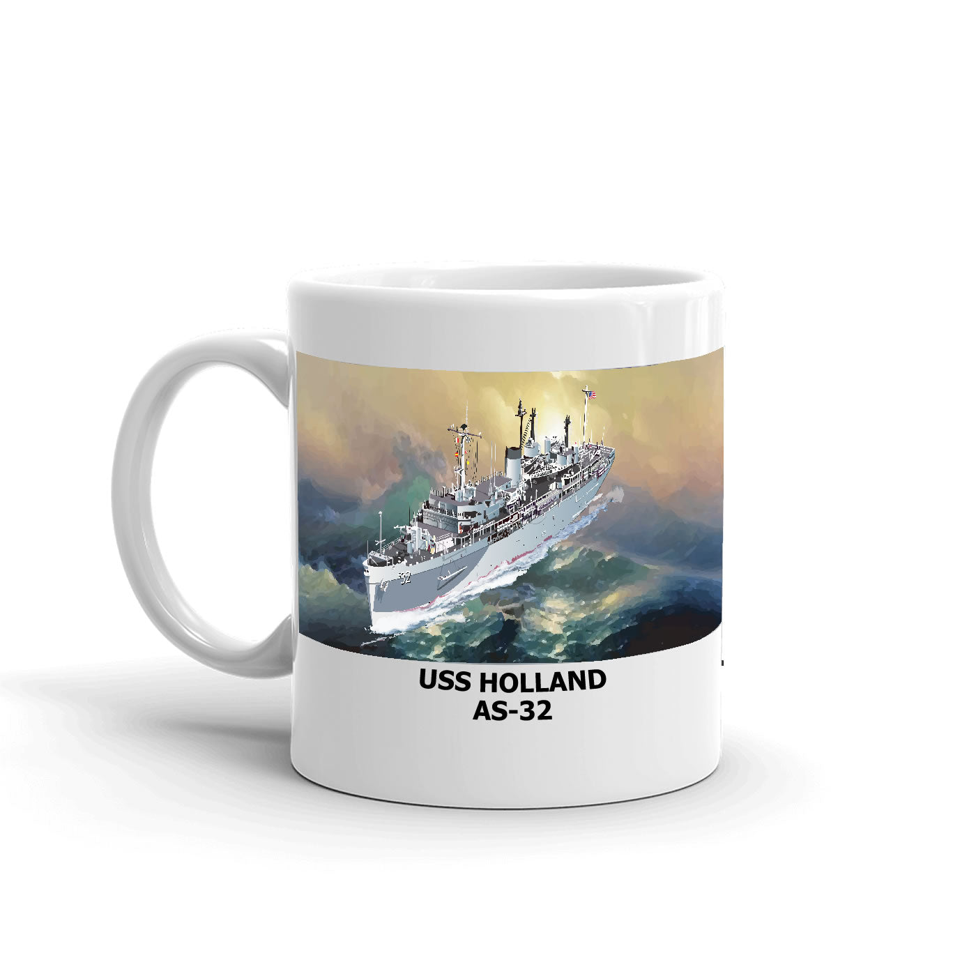 USS Holland AS-32 Coffee Cup Mug Left Handle