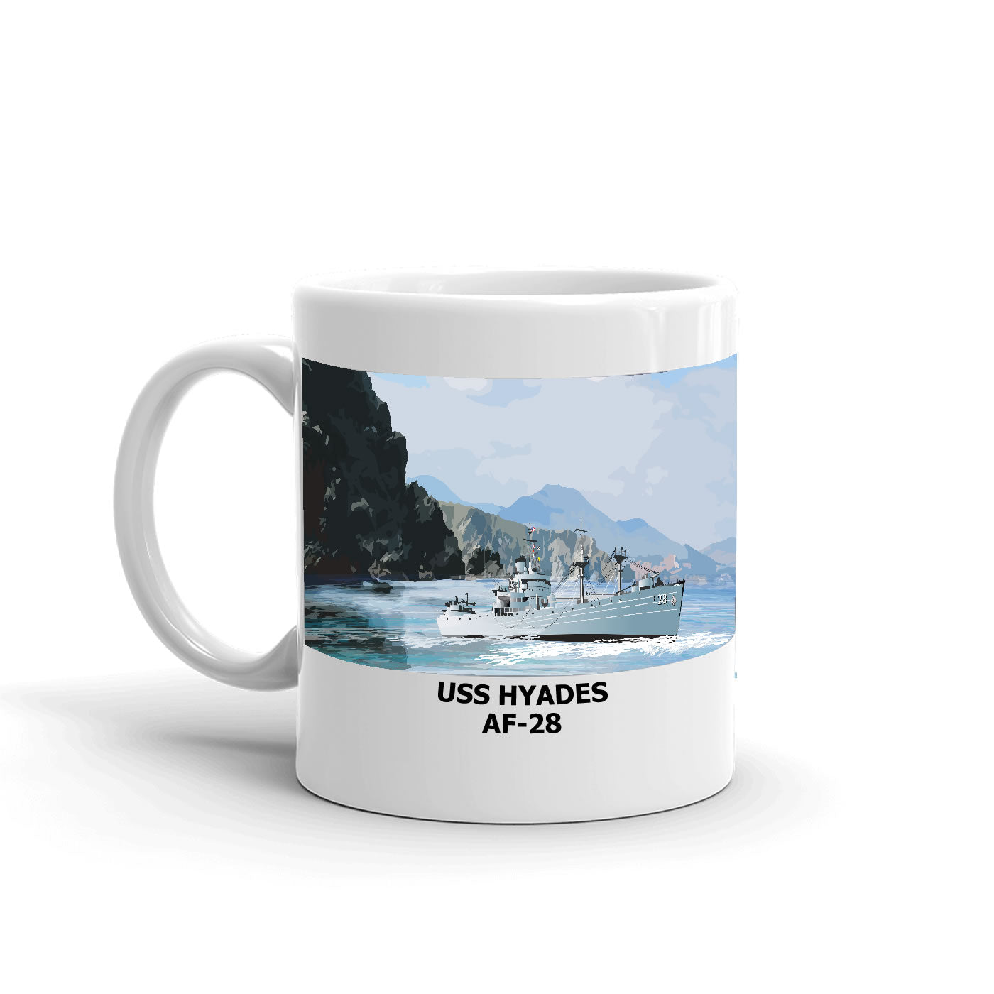 USS Hyades AF-28 Coffee Cup Mug Left Handle