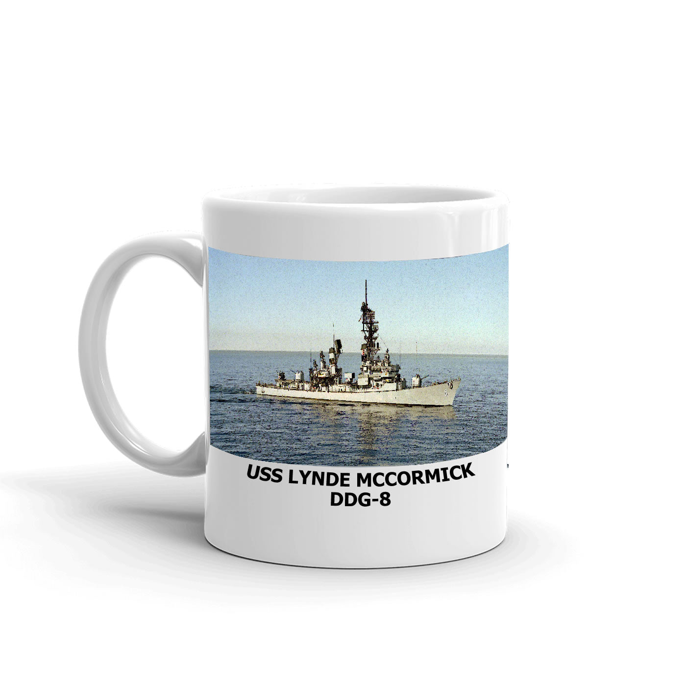 USS Lynde Mccormick DDG-8 Coffee Cup Mug Left Handle