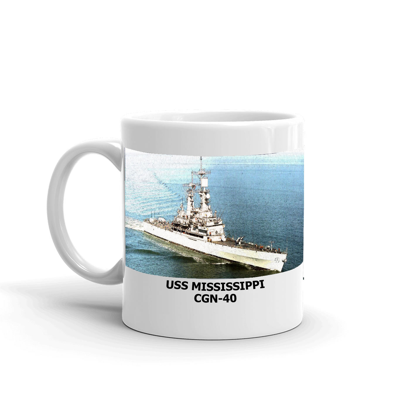 USS Mississippi CGN-40 Coffee Cup Mug Left Handle