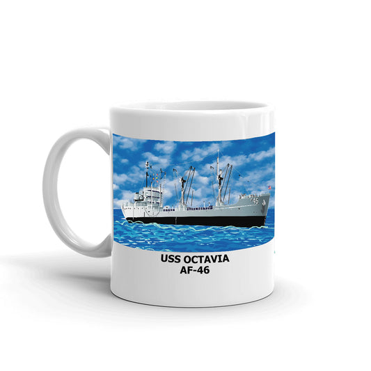 USS Octavia AF-46 Coffee Cup Mug Left Handle