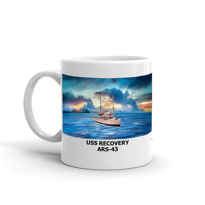 USS Recovery ARS-43 Coffee Cup Mug Left Handle