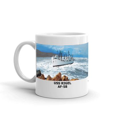 USS Rigel AF-58 Coffee Cup Mug Left Handle