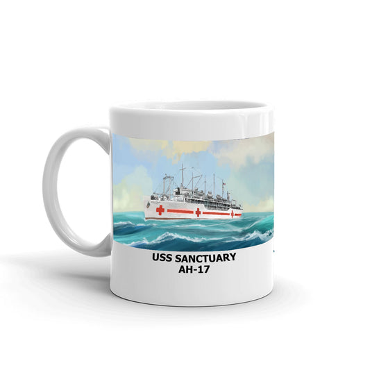 USS Sanctuary AH-17 Coffee Cup Mug Left Handle