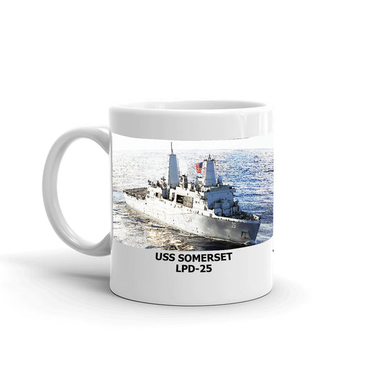 USS Somerset LPD-25 Coffee Cup Mug Left Handle