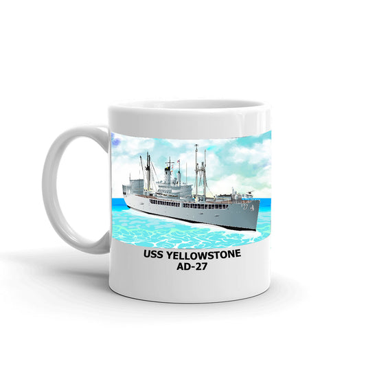 USS Yellowstone AD-27 Coffee Cup Mug Left Handle