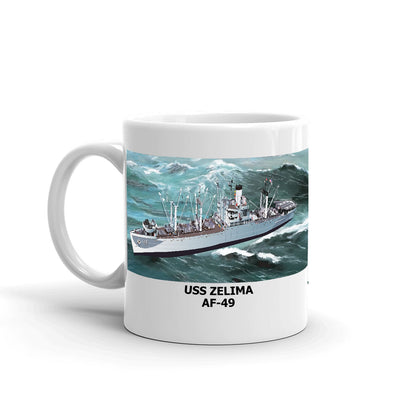 USS Zelima AF-49 Coffee Cup Mug Left Handle