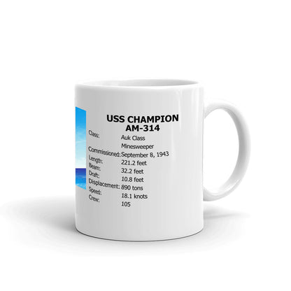 USS Champion AM-314 Coffee Cup Mug Right Handle