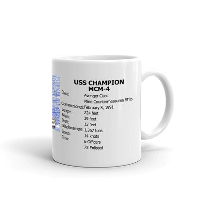 USS Champion MCM-4 Coffee Cup Mug Right Handle