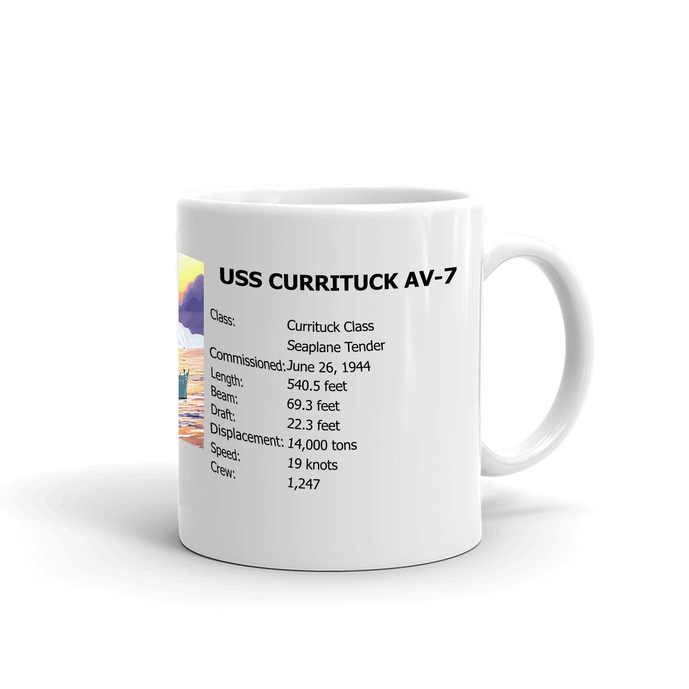 USS Currituck AV-7 Coffee Cup Mug Right Handle