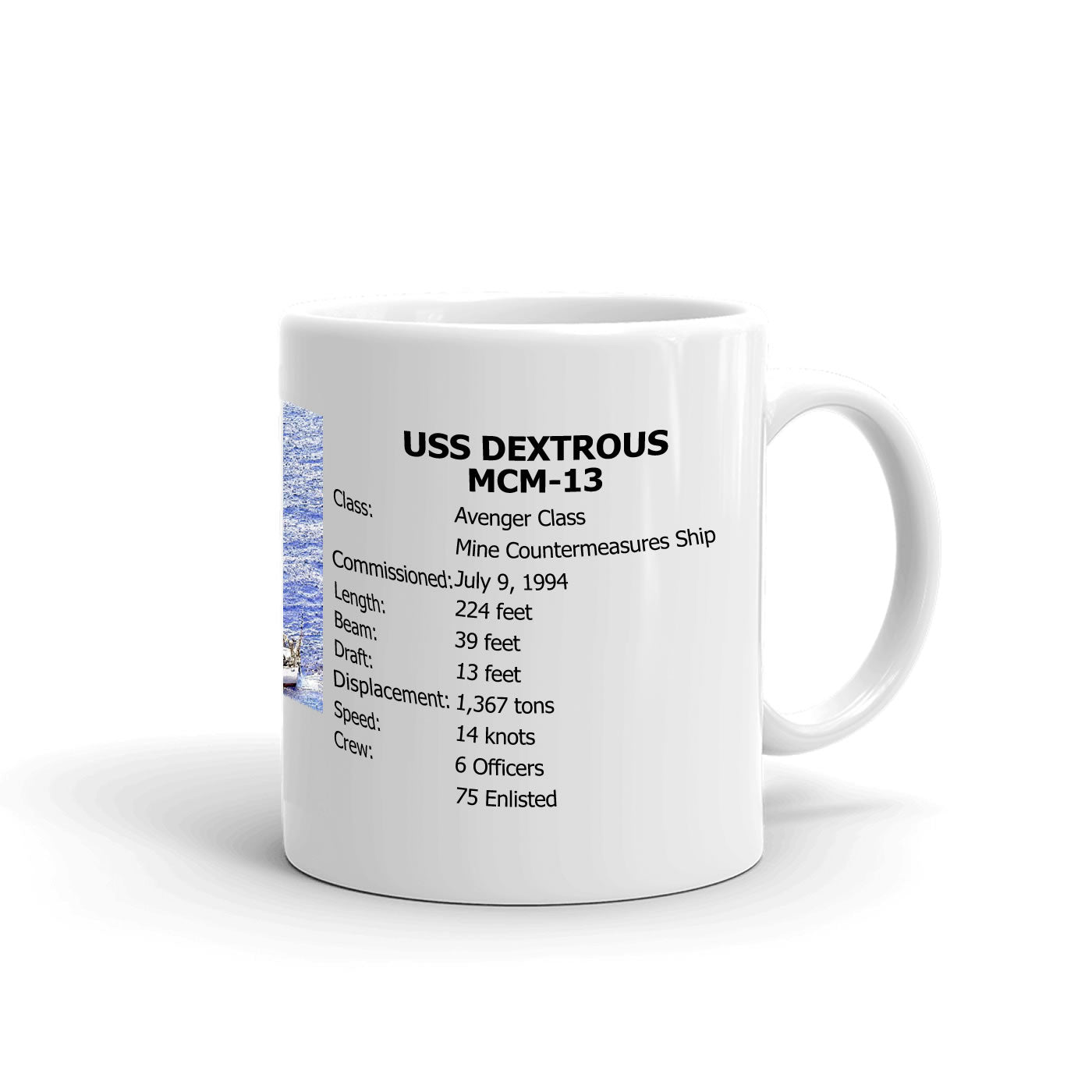 USS Dextrous MCM-13 Coffee Cup Mug Right Handle