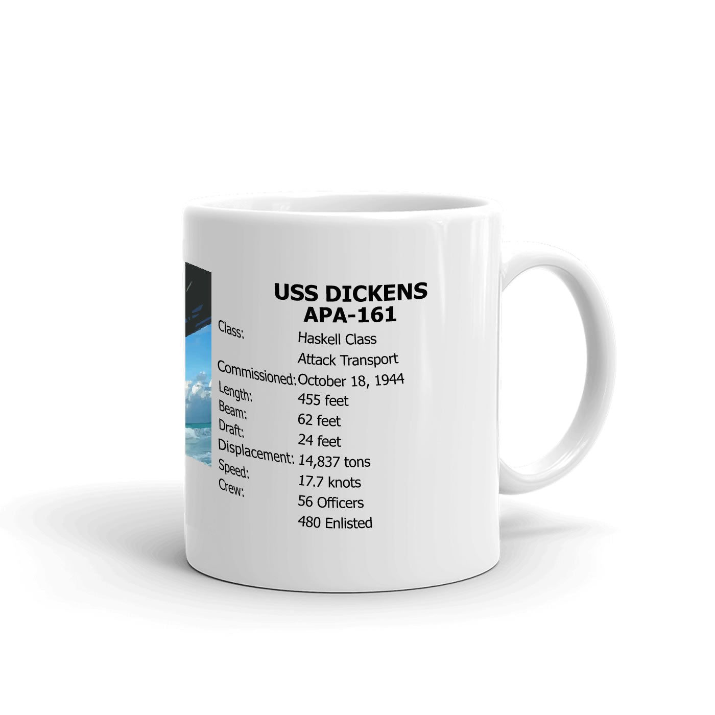 USS Dickens APA-161 Coffee Cup Mug Right Handle