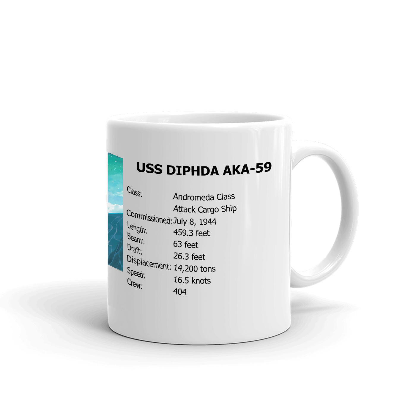 USS Diphda AKA-59 Coffee Cup Mug Right Handle