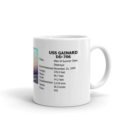 USS Gainard DD-706 Coffee Cup Mug Right Handle