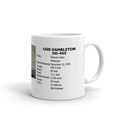 USS Hambleton DD-455 Coffee Cup Mug Right Handle