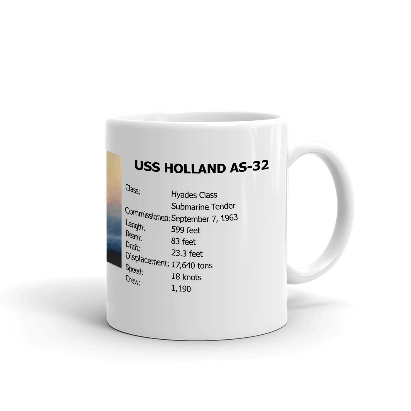 USS Holland AS-32 Coffee Cup Mug Right Handle