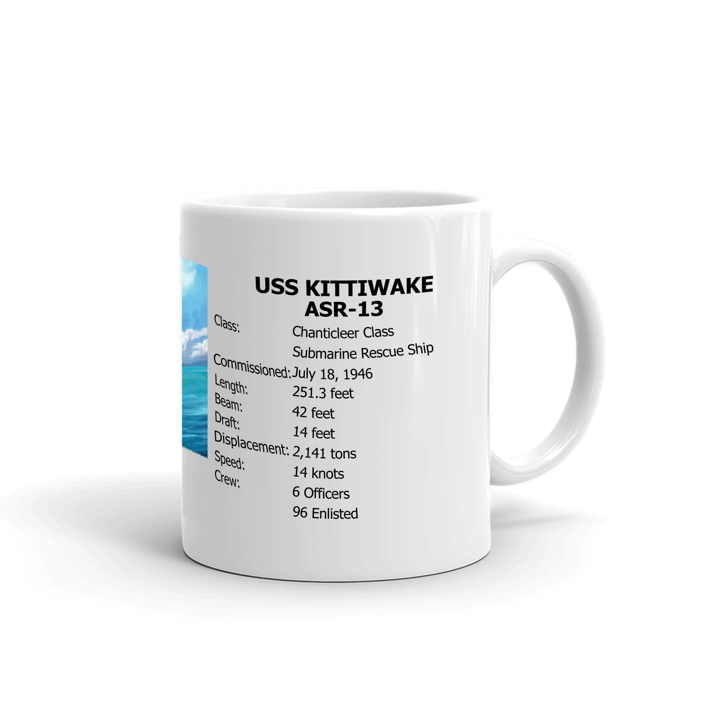 USS Kittiwake ASR-13 Coffee Cup Mug Right Handle