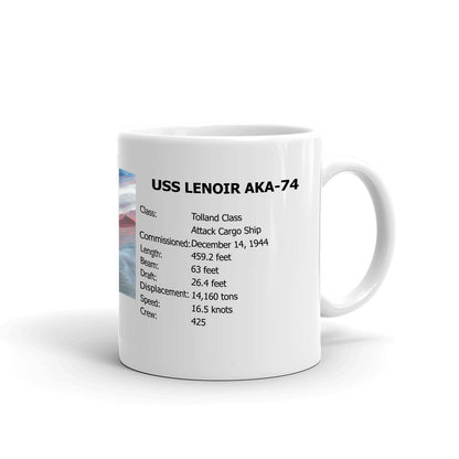 USS Lenoir AKA-74 Coffee Cup Mug Right Handle