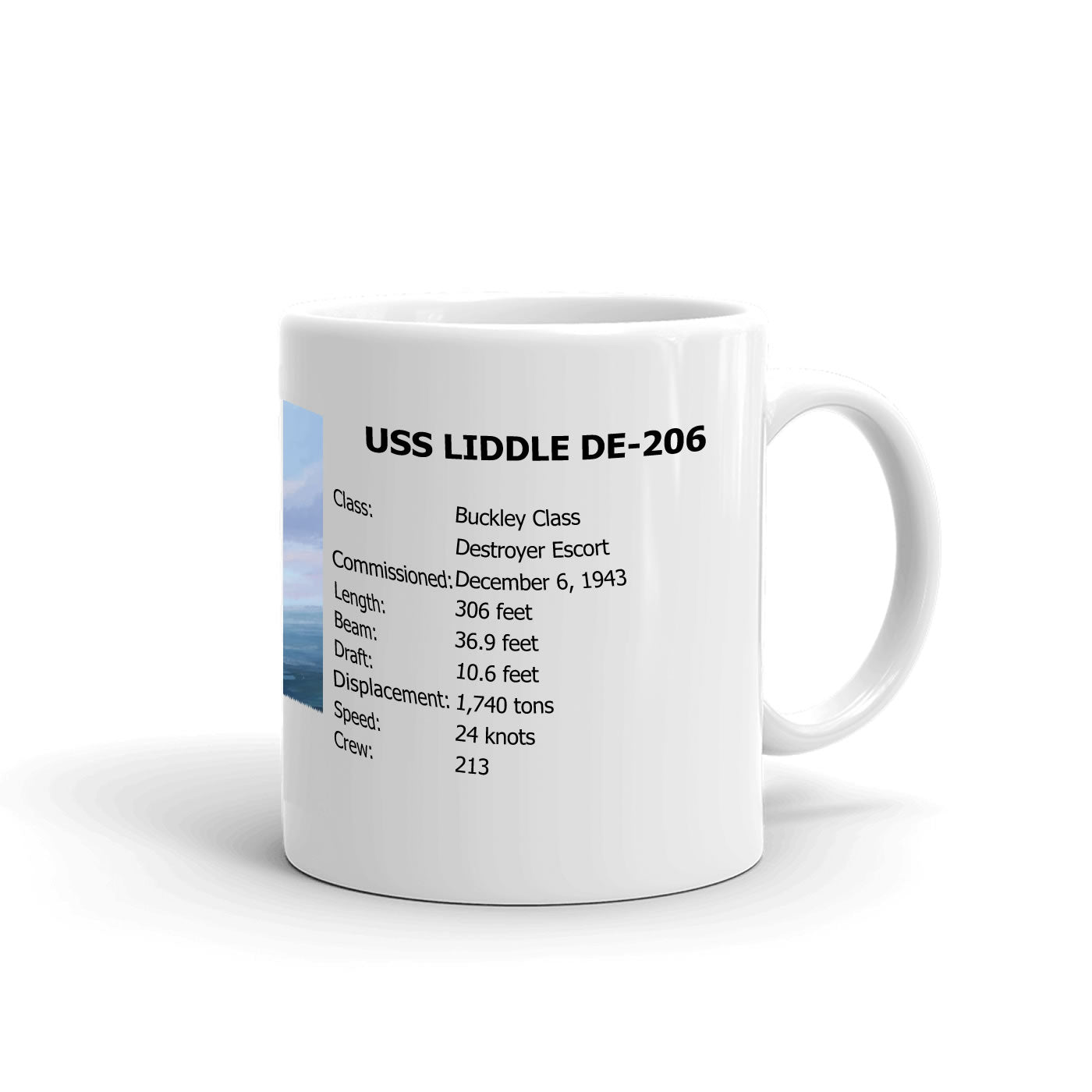 USS Liddle DE-206 Coffee Cup Mug Right Handle