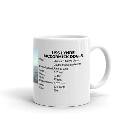 USS Lynde Mccormick DDG-8 Coffee Cup Mug Right Handle