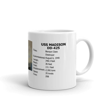 USS Madison DD-425 Coffee Cup Mug Right Handle