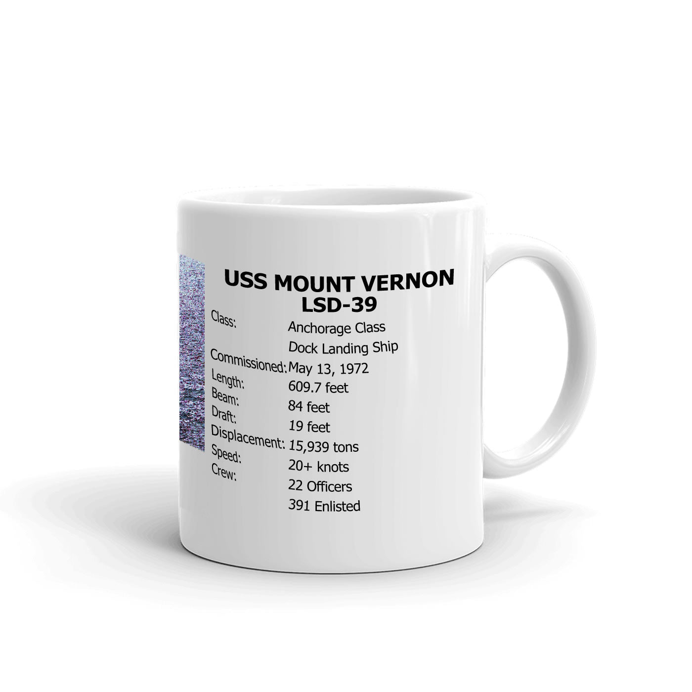 USS Mount Vernon LSD-39 Coffee Cup Mug Right Handle