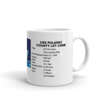 USS Pulaski County LST-1088 Coffee Cup Mug Right Handle