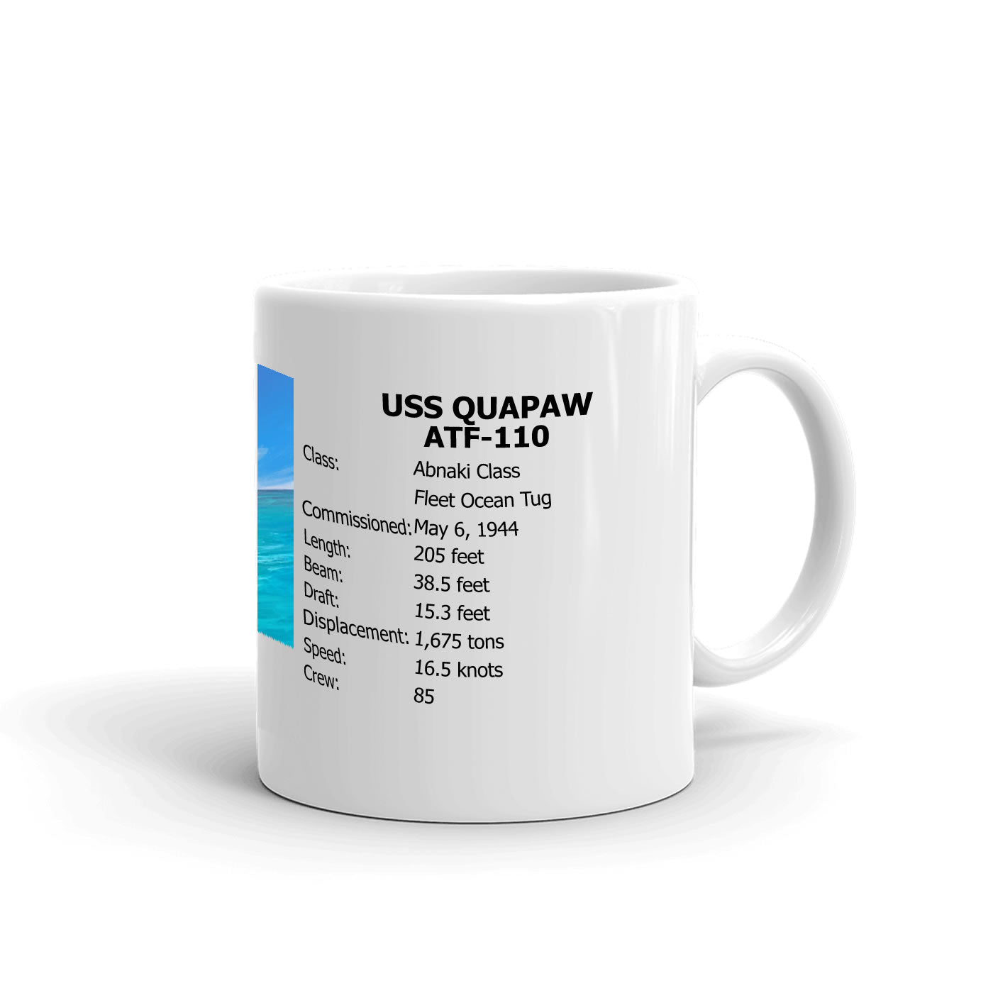 USS Quapaw ATF-110 Coffee Cup Mug Right Handle