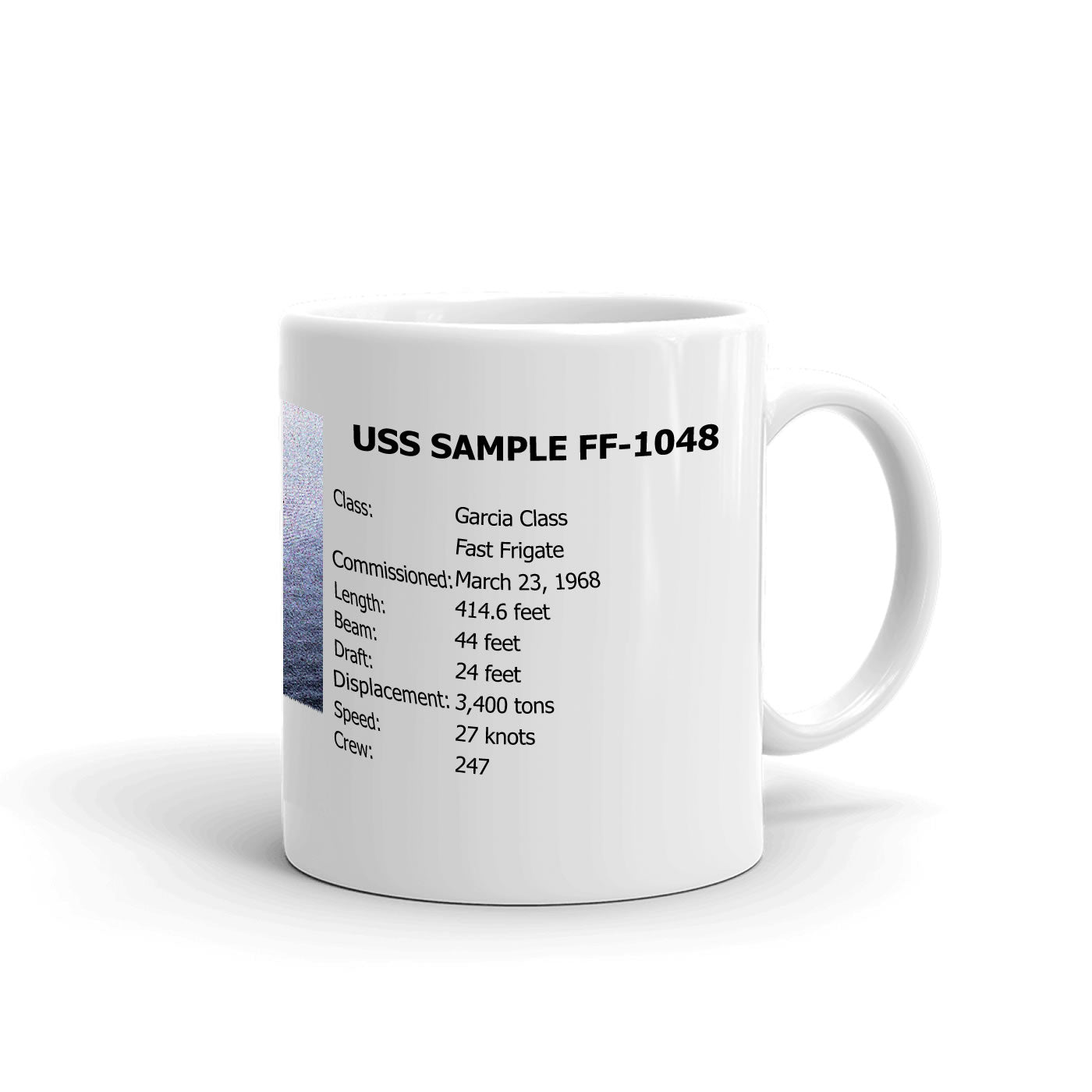 USS Sample FF-1048 Coffee Cup Mug Right Handle