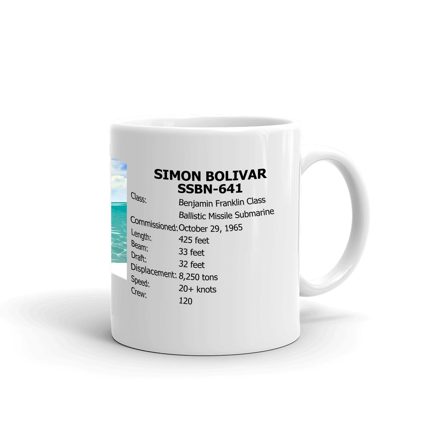 USS Simon Bolivar SSBN-641 Coffee Cup Mug Right Handle