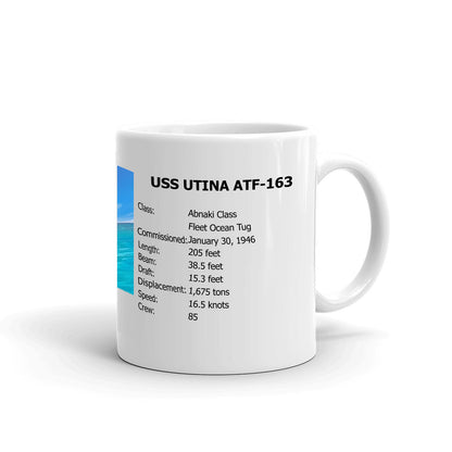 USS Utina ATF-163 Coffee Cup Mug Right Handle