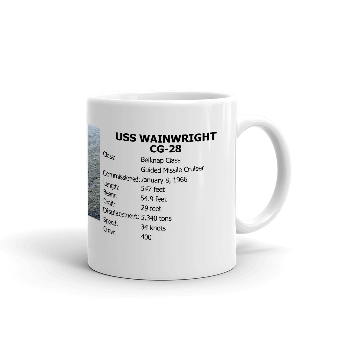 USS Wainwright CG-28 Coffee Cup Mug Right Handle