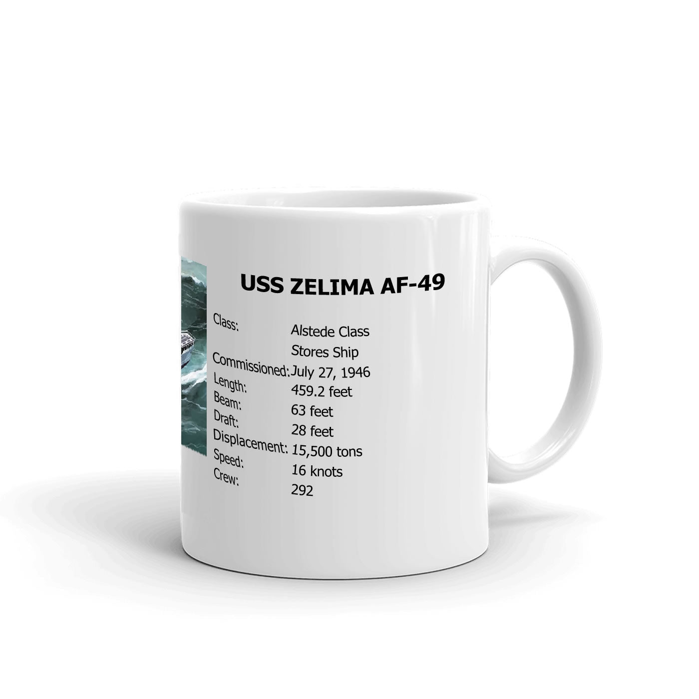 USS Zelima AF-49 Coffee Cup Mug Right Handle