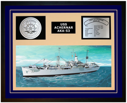 USS ACHERNAR AKA-53 Framed Navy Ship Display