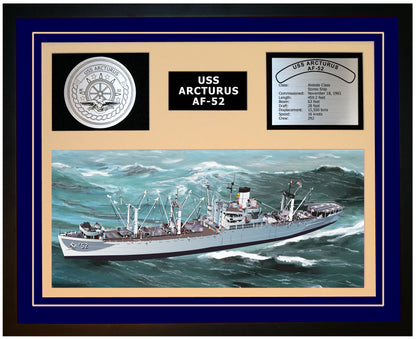 USS ARCTURUS AF-52 Framed Navy Ship Display Blue