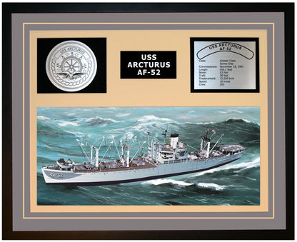 USS ARCTURUS AF-52 Framed Navy Ship Display Grey