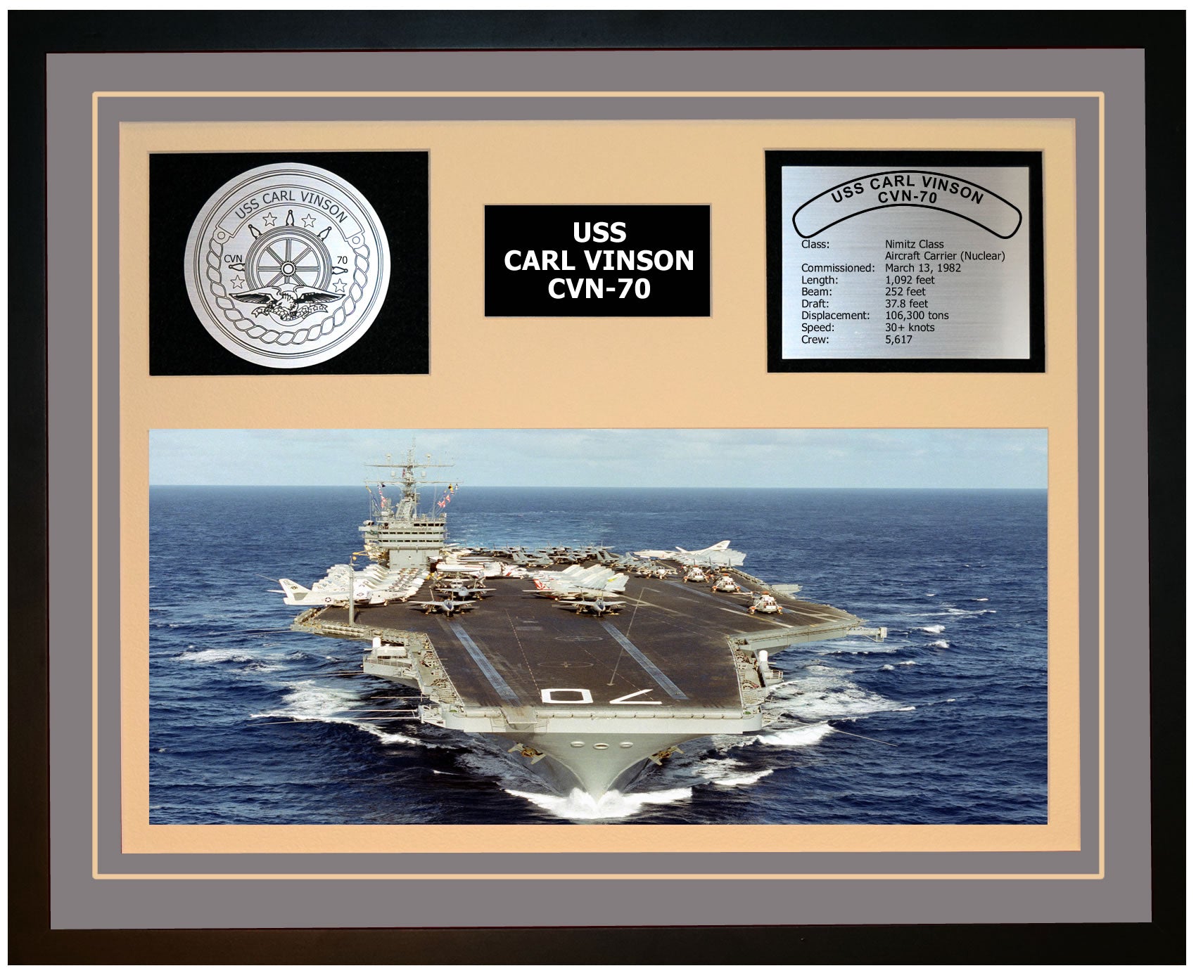 USS CARL VINSON CVN-70 Framed Navy Ship Display Burgundy – Navy Emporium