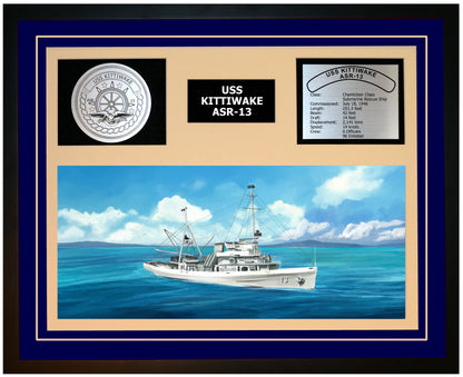 USS KITTIWAKE ASR-13 Framed Navy Ship Display Blue