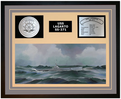 USS LAGARTO SS-371 Framed Navy Ship Display Grey