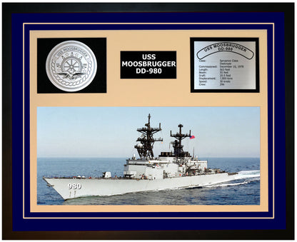 USS MOOSBRUGGER DD-980 Framed Navy Ship Display Blue